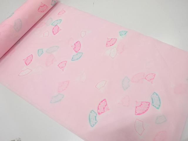 アンティーク　扇模様織り出し　長襦袢地反物